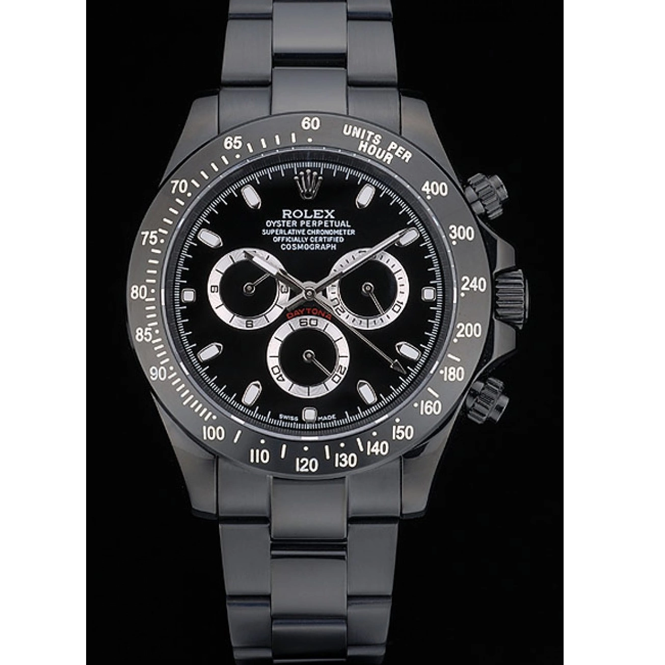 AAA Replica Watches 80247 Ion Black Tachymeter Rolex Black Plated Daytona Stainless Dial Steel Strap Black 0524